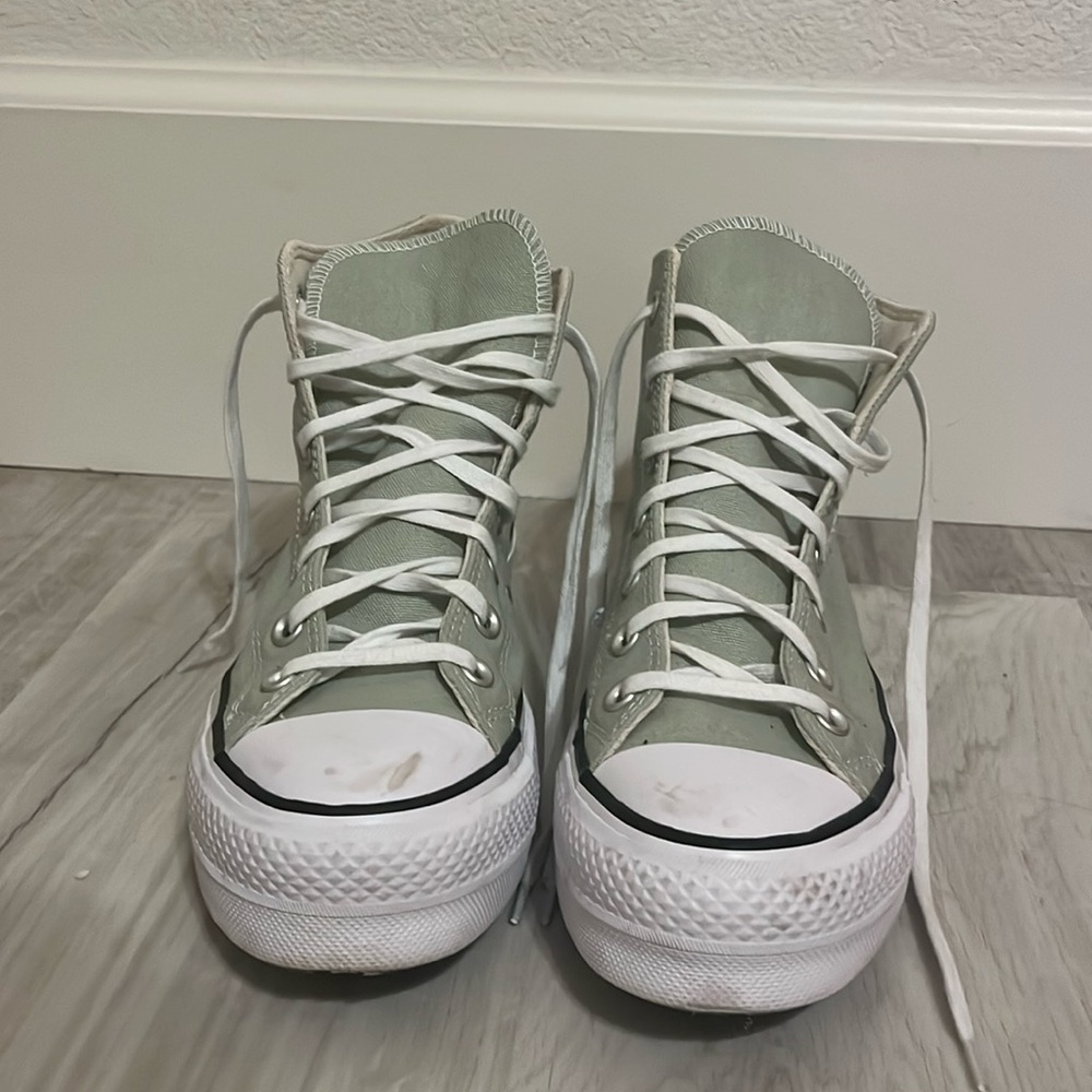 Sage green platform converse